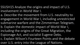 SSUSH15 Analyze the origins and impact of U.S. involvement in World War I.