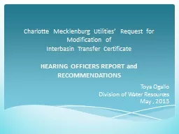 Charlotte Mecklenburg Utilities’ Request for Modification of