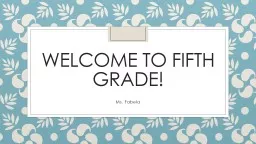 Welcome to fifth grade!