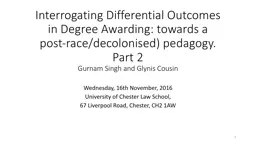 Interrogating  Differential Outcomes in Degree Awarding: towards a