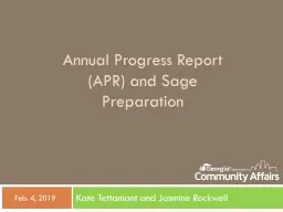 Annual Progress Report (APR) and Sage Preparation