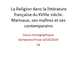 La Religion dans la littérature française du XVIIIe siècle.