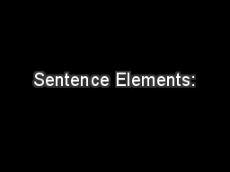 Sentence Elements: