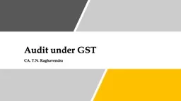 Audit under GST CA. T.N. Raghavendra