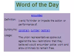 Word of the Day encumber