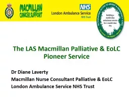Dr Diane Laverty Macmillan Nurse Consultant Palliative &