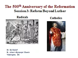 The 500 th  Anniversary of the Reformation