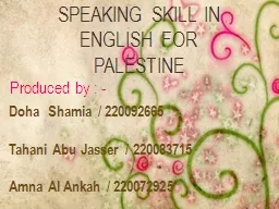 SPEAKING SKILL IN ENGLISH FOR PALESTINE