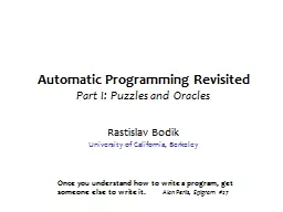 Automatic Programming Revisited
