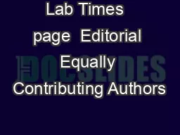 Lab Times  page  Editorial Equally Contributing Authors