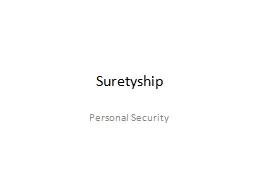 Suretyship Personal Security