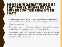 Today’s EOC Vocabulary Words (Get a chart from Ms. Guilford and copy down the definitions