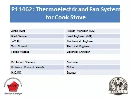 P11462: Thermoelectric and Fan System for Cook Stove