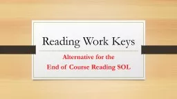 Reading Work Keys Alternative for the