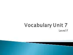 Vocabulary Unit 7 Level F