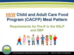 NEW  Child and Adult Care Food Program (CACFP) Meal Pattern