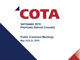 September 2019 Proposed Service Changes