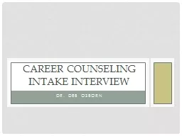 Dr. deb Osborn Career counseling intake interview