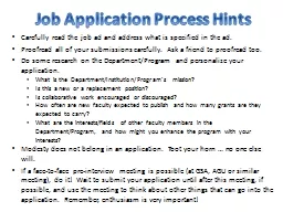 Job Application Process Hints