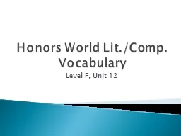 Honors World Lit./Comp.