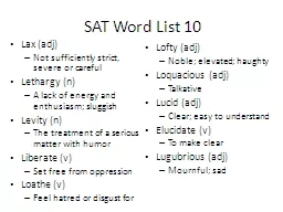 SAT Word List 10 Lax (