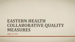 Eastern Health Collaborative Quality Measures