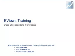 EViews Training Data Objects: Data Functions