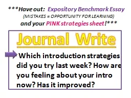 ***Have out:   Expository Benchmark Essay