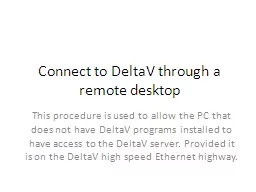 Connect to  DeltaV  through a remote desktop