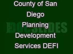 County of San Diego Planning Development Services DEFI