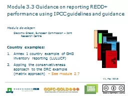 Module 3.3  Guidance on reporting REDD+ performance using IPCC