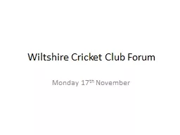 Wiltshire Cricket Club Forum