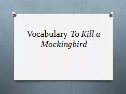 Vocabulary  To Kill a Mockingbird