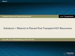 Sofosbuvir  + Ribavirin to Prevent Post-Transplant HCV Recurrence