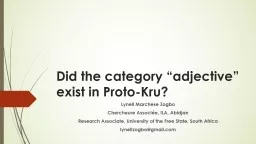 Did the category “adjective” exist in Proto-