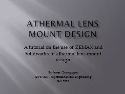 Athermal lens  mount design