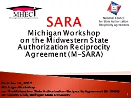 SARA Michigan Workshop