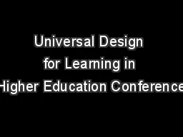 Universal Design for Learning in Higher Education Conference