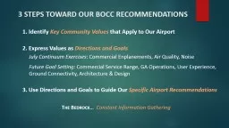 3 Steps  Toward  Our BOCC Recommendations