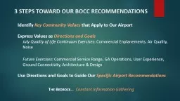 3 Steps Toward Our BOCC Recommendations