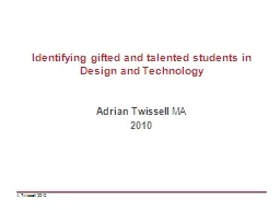 Identifying  gifted and talented students in Design and Technology