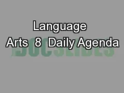 Language Arts  8  Daily Agenda