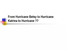 From Hurricane Betsy to Hurricane Katrina to Hurricane ??