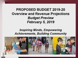 PROPOSED BUDGET 2019-20