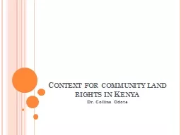 Context for community land rights in Kenya