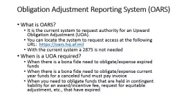 Obligation Adjustment Reporting System (OARS)