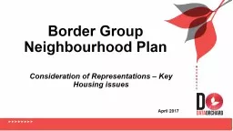 Consideration of Representations – Key Housing issues