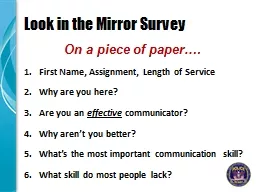 Look in the Mirror Survey