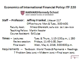 Economics of International Financial Policy: ITF 220