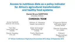 6 TH   African  Conference of Agricultural Economists 2019, Abuja: 25 September 2019